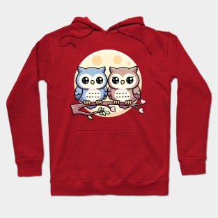 Owls Couple Romantic Moon Valentine Hoodie